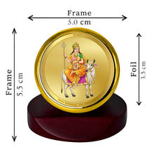 Load image into Gallery viewer, Diviniti 24K Gold Plated Shailputri Mata Frame For Car Dashboard, Home Decor, Festival Gift &amp; Puja Room (5.5 x 5.0 CM)
