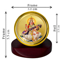 Load image into Gallery viewer, DIVINITI 24K Gold Plated Saraswati Mata Photo Frame For Home Decor, Tabletop, Puja (5.0 X 5.5 CM)
