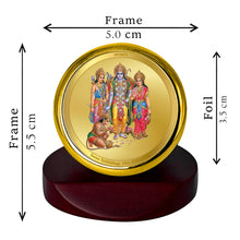 Load image into Gallery viewer, Diviniti 24K Gold Plated Ram Darbar Frame For Car Dashboard, Home Decor, Table Top &amp; Festival Gift (5.5 x 5.0 CM)
