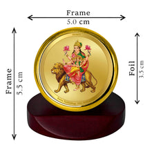 Load image into Gallery viewer, Diviniti 24K Gold Plated Skandmata Mata Frame For Car Dashboard, Home Decor, Festival Gift &amp; Puja Room (5.5 x 5.0 CM)
