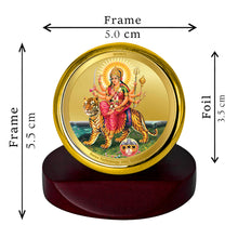 Load image into Gallery viewer, Diviniti 24K Gold Plated Durga Ji Frame For Car Dashboard, Home Decor, Puja Room (5.5 x 5.0 CM)
