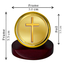 Load image into Gallery viewer, Diviniti 24K Gold Plated Holy Cross Frame For Car Dashboard, Home Decor, Festival Gift (5.5 x 5.0 CM)