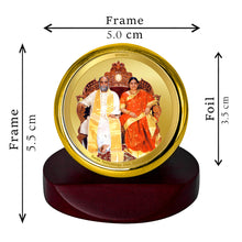 Load image into Gallery viewer, Diviniti 24K Gold Plated Amma Bhagavan Frame For Car Dashboard, Table Top, Prayer &amp; Gift (5.5 x 5.0 CM)
