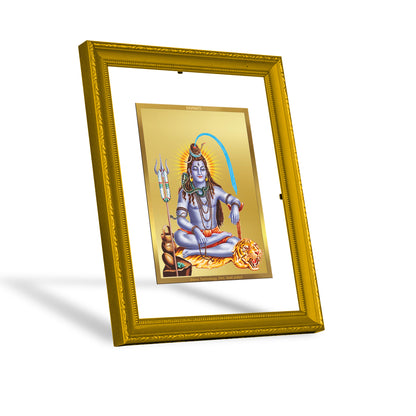 DIVINITI 24K Gold Plated Foil Lord Shiv Elegant Photo Frame Idol for Home Decor, Wall Hanging, Puja Room, Gift|DG101 Size 2 (22.6x18.4 CM)