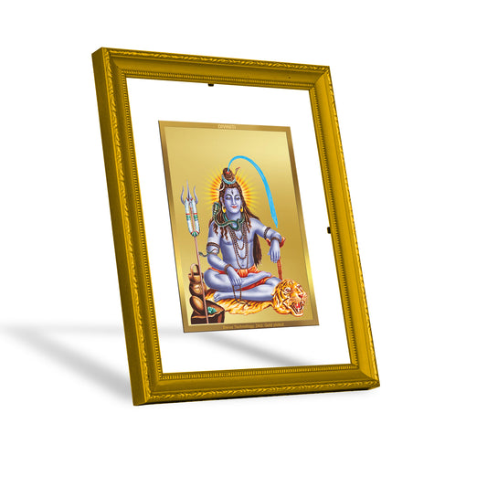 DIVINITI 24K Gold Plated Foil Lord Shiv Elegant Photo Frame Idol for Home Decor, Wall Hanging, Puja Room, Gift|DG101 Size 2 (22.6x18.4 CM)