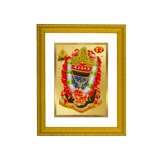 DIVINITI 24K Gold Plated Maa Tarini Religious Photo Frame Idol for Home & Office Decor, Wall Hanging, Workshop, Table Top, Gift|DG101 Size 2 (22.6x18.4 CM)