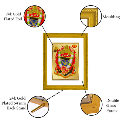 DIVINITI 24K Gold Plated Maa Tarini Religious Photo Frame Idol for Home & Office Decor, Wall Hanging, Workshop, Table Top, Gift|DG101 Size 2 (22.6x18.4 CM)