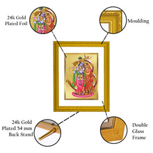 Load image into Gallery viewer, Diviniti 24K Gold Plated Radha Krishna Photo Frame For Home Decor, Table Top, Wall Hanging, Puja, Gift (20.8 x 16.7 CM)
