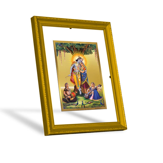 DIVINITI 24K Gold Plated Radha Krishna Luxurious Photo Frame Idol for Home Decor, Table Top, Wall Hanging, Workshop, Premium Gift|DG101 Size 2 (22.6x18.4 CM)