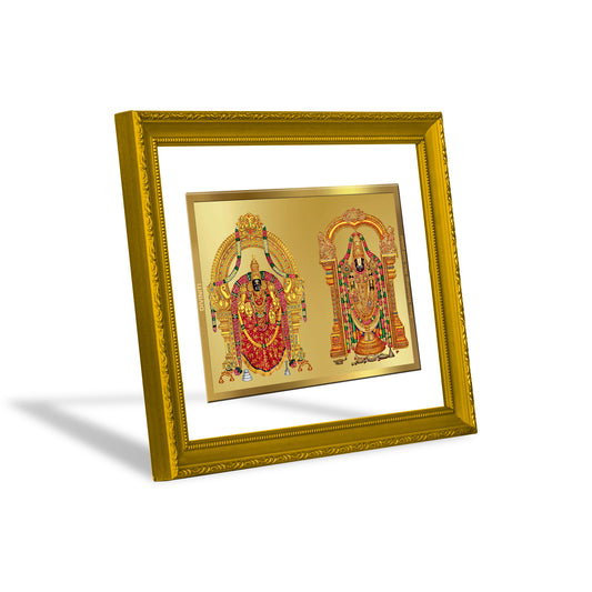 DIVINITI 24K Gold Plated Padmavathi Balaji Classic Photo Frame Idol for Home & Office Decor, Wall Hanging, Workshop, Table Top, Gift|DG101 Size 2 (22.6x18.4 CM)
