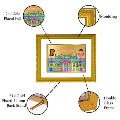 DIVINITI 24K Gold Plated Foil Murad Shah Ji Nakodar Photo Frame Idol for Home Decor, Table Top, Wall Hanging, Workshop, Premium Gift|DG101 Size 2 (22.6x18.4 CM)
