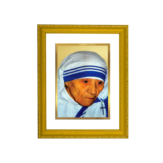 DIVINITI 24K Gold Plated Mother Teresa Exquisite Photo Frame Idol for Wall Hanging, Table Top, Home Decor, Workshop, Gift Item|DG101 Size 2 (22.6x18.4 CM)