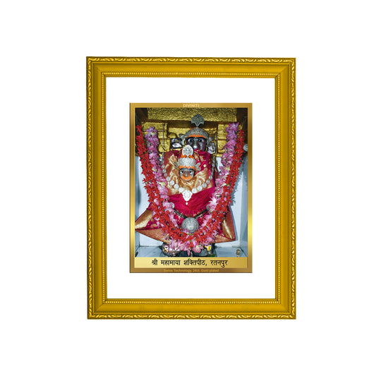 DIVINITI 24K Gold Plated Mahamaya Shaktipeeth Premium Photo Frame Idol for Home Decor, Wall Hanging, Workshop, Table Top, Gift|DG101 Size 2 (22.6x18.4 CM)
