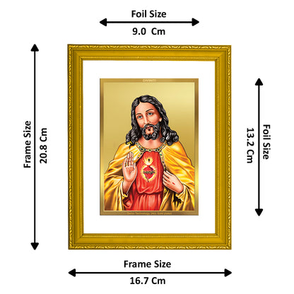 DIVINITI 24K Gold Plated Foil Jesus Exquisite Photo Frame Idol for Workshop, Wall Hanging, Home Decor, Premium Gift|DG101 Size 2 (22.6x18.4 CM)