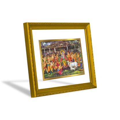 DIVINITI 24K Gold Plated Foil Goverdhan Wall Photo Frame Idol for Home & Office Decor, Workshop, Puja Room, Premium Gift|DG101 Size 2 (22.6x18.4 CM)