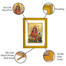 Load image into Gallery viewer, DIVINITI Goddess Durga 24K Gold Plated Wall Photo Frame| DG Frame 101 Size 2 Wall Photo Frame, Gifts Items (20.8CMX16.7CM)

