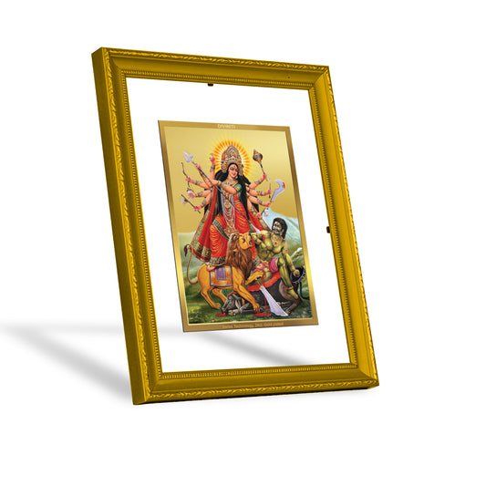 DIVINITI 24K Gold Plated Foil Goddess Durga Wall Photo Frame Idol for Home Decor, Prayer, Workshop, Premium Gift|DG101 Size 2 (22.6x18.4 CM)