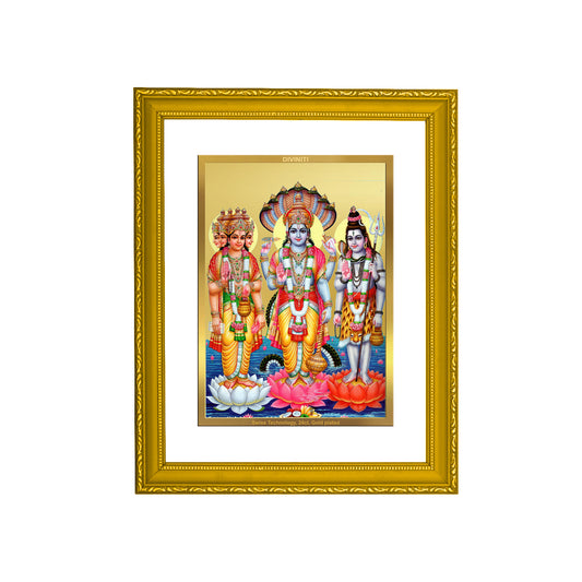 DIVINITI 24K Gold Plated Vishnu Mahesh Photo Frame Idol for Home Wall Decor, Workshop, Table Top, Premium Gift|DG101 Size 2 (22.6x18.4 CM)