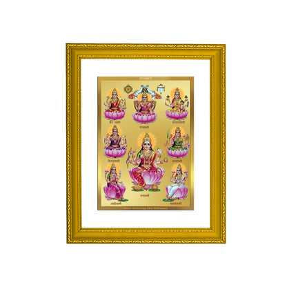 DIVINITI 24K Gold Plated Foil Ashtha Lakshmi Elegant Wall Photo Frame Idol for Puja Room, Home Decor, Luxury Gift|DG101 Size 2 (22.6x18.4 CM)