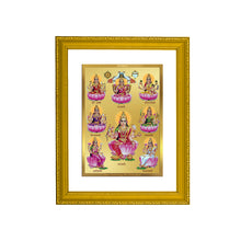 Load image into Gallery viewer, DIVINITI Ashtha Lakshmi Gold Plated Wall Photo Frame| DG Frame 101 Size 2 Wall Photo Frame and 24K Gold Plated Foil| Religious Photo Frame Idol For Prayer, Gifts Items (20.8CMX16.7CM)
