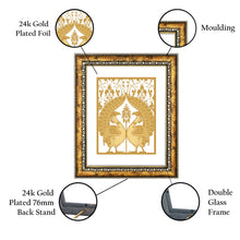 Load image into Gallery viewer, Diviniti 24K Gold Plated Peacock Couple Wall Hanging for Home| Photo Frame For Wall Decoration| DG Size 3 Wall Photo Frame For Home Decor, Living Room, Hall, Guest Room
