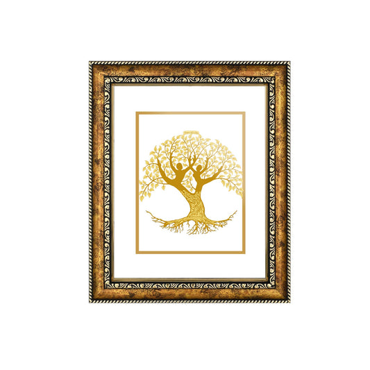 Diviniti 24K Gold Plated Foil Tree of Life Photo Frame for Home Décor, Wall Hanging, Living Room, Hall, Guest Room, Showpiece & Gift DG113S3 (27.6X35.4 CM)