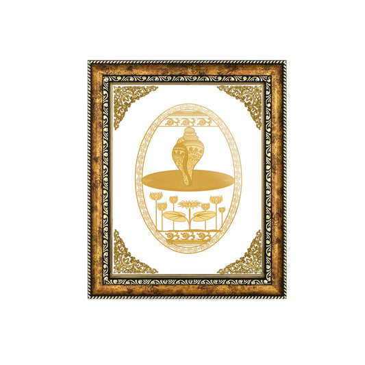 Diviniti 24K Gold Plated Foil Sankh Photo Frame for Home Décor, Wall Hanging, Living Room, Hall, Guest Room, Showpiece & Gift DG113S3 (27.6X35.4 CM)