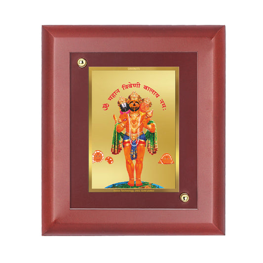 DIVINITI 24K Gold Plated Foil Triveni Balaji Photo Frame Idol for Worship, Home Decor, Wall Decor, Table Top, Gift|MDF Size 1 (16.7x14.2 CM)