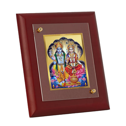DIVINITI 24K Gold Plated Foil Lord Vishnu Laxmi Classic Photo Frame Idol for Wall Hinging, Home Decor, Table Top, Puja Room, Gift|MDF Size 1 (16.7x14.2 CM)