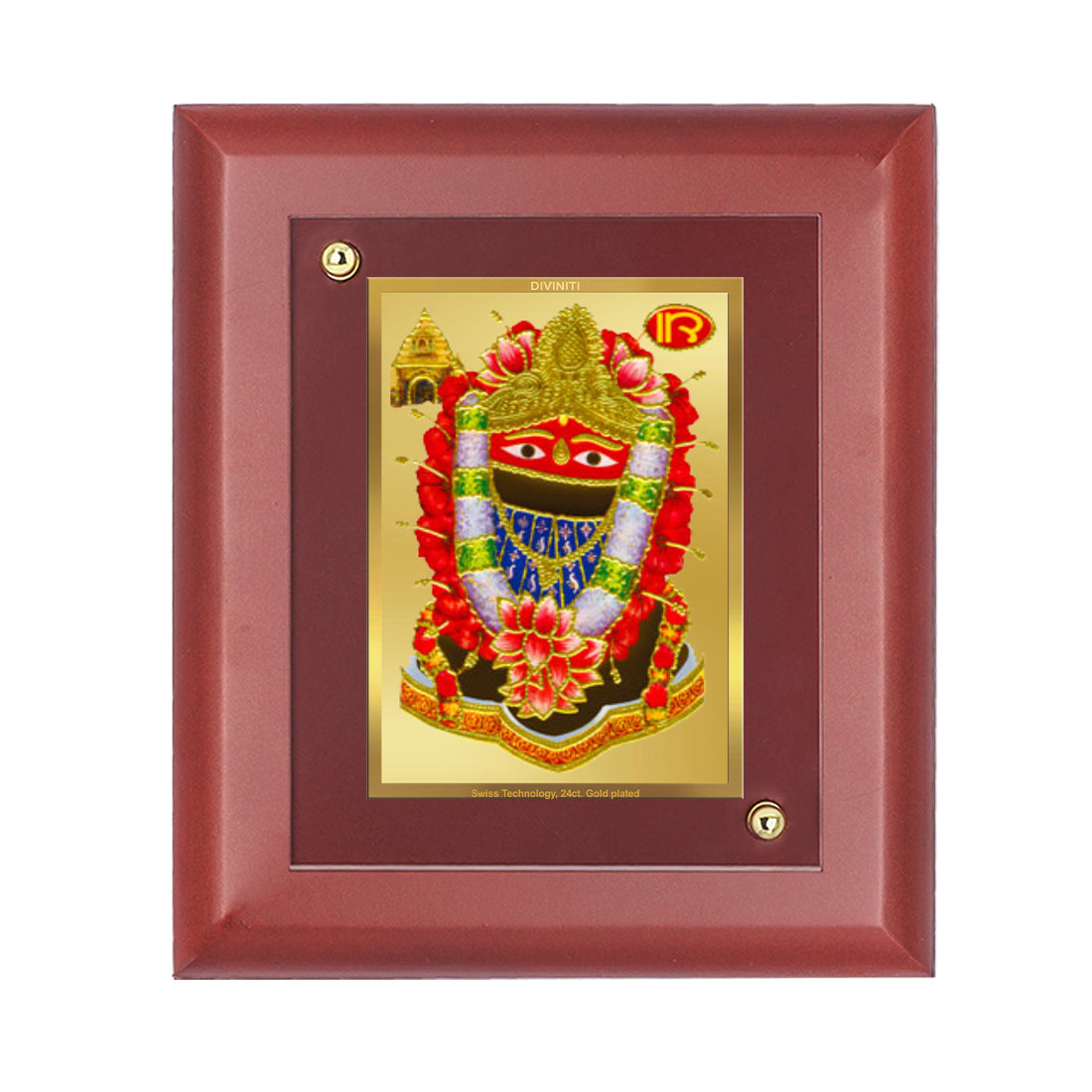 DIVINITI 24K Gold Plated Foil Goddess Tarini Devi Photo Frame Idol for Home Wall Decor, Table Top, Worship, Luxury Gift|MDF Size 1 (16.7x14.2 CM)