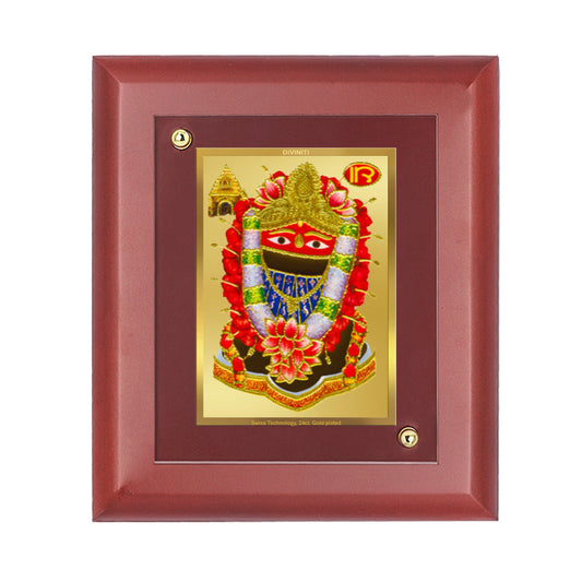 DIVINITI 24K Gold Plated Foil Goddess Tarini Devi Photo Frame Idol for Home Wall Decor, Table Top, Worship, Luxury Gift|MDF Size 1 (16.7x14.2 CM)