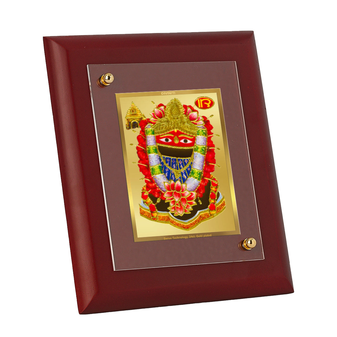 DIVINITI 24K Gold Plated Foil Goddess Tarini Devi Photo Frame Idol for Home Wall Decor, Table Top, Worship, Luxury Gift|MDF Size 1 (16.7x14.2 CM)