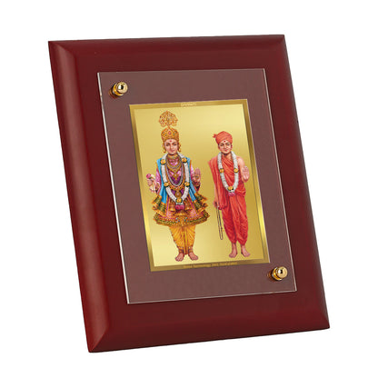DIVINITI 24K Gold Plated Foil Swami Narayan Elegant Photo Frame Idol for Living Room, Wall Hanging, Table Top, Gift|MDF Size 1 (16.7x14.2 CM)