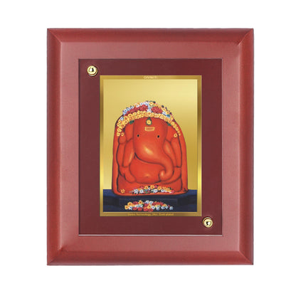 DIVINITI 24K Gold Plated Foil Shri Vighneshwara Elegant Photo Frame Idol for Home Decor, Wall Decor, Table Top, Luxury Gift|MDF Size 1 (16.7x14.2 CM)