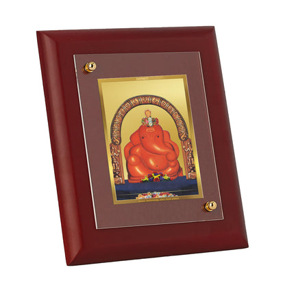 DIVINITI 24K Gold Plated Foil Shree Mayureshwar Ganpati Classic Wall Photo Frame Idol for Puja Room, Home Decor, Table Top, Gift|MDF Size 1 (16.7x14.2 CM)