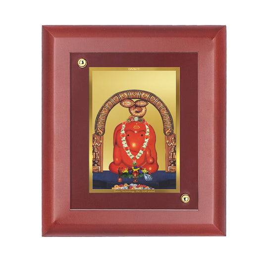 DIVINITI 24K Gold Plated Foil Shree Chintamani Photo Frame Idol for Home & Office, Wall Hanging, Table Top, Luxurious Gift|MDF Size 1 (16.7x14.2 CM)