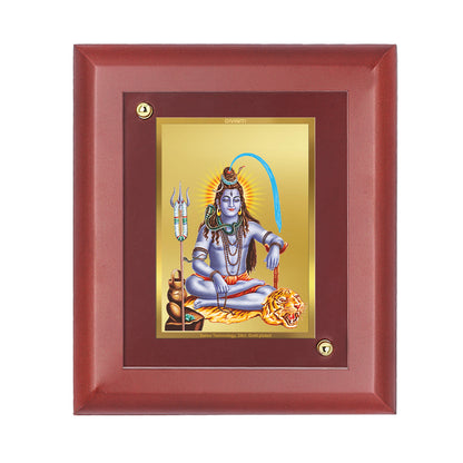 DIVINITI 24K Gold Plated Foil Lord Shiv Classic Photo Frame Idol for Home Wall Decor, Workshop, Table Top, Puja Room, Gift|MDF Size 1 (16.7x14.2 CM)