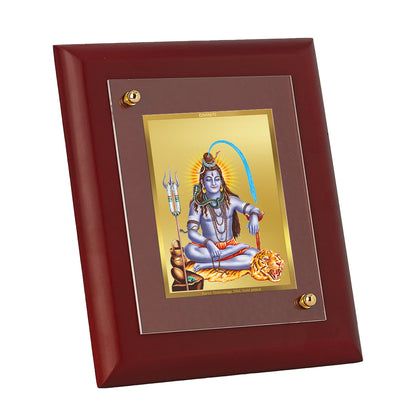 DIVINITI 24K Gold Plated Foil Lord Shiv Classic Photo Frame Idol for Home Wall Decor, Workshop, Table Top, Puja Room, Gift|MDF Size 1 (16.7x14.2 CM)