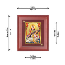Load image into Gallery viewer, Diviniti 24K Gold Plated Saraswati Mata Photo Frame For Home Decor, Wall Hanging, Office Table, Puja (16 x 13 CM)
