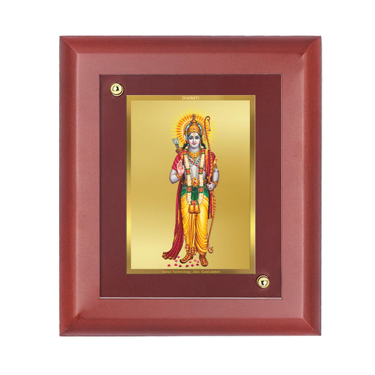 DIVINITI 24K Gold Plated Foil Lord Shri Ram Photo Frame Idol for Table Top, Home Decor, Wall Hanging, Puja Room, Gift|MDF Size 1 (16.7x14.2 CM)