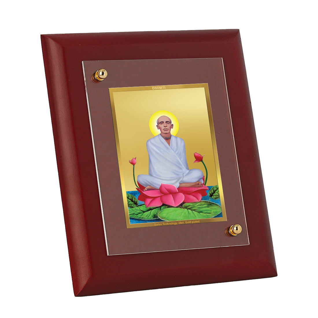 DIVINITI 24K Gold Plated Foil Ram Thakur Photo Frame Idol for Home Decor, Wall Decor, Table Top, Luxury Gift|MDF Size 1 (16.7x14.2 CM)