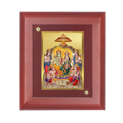 DIVINITI 24K Gold Plated Foil Lord Ram Darbar Photo Frame Idol for Temple, Home Decor, Wall Hanging, Gifting , Gift|MDF Size 1 (16.7x14.2 CM)