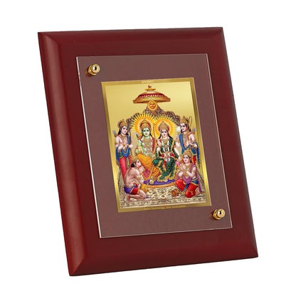 DIVINITI 24K Gold Plated Foil Lord Ram Darbar Photo Frame Idol for Temple, Home Decor, Wall Hanging, Gifting , Gift|MDF Size 1 (16.7x14.2 CM)
