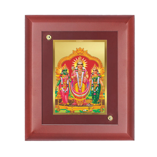 DIVINITI 24K Gold Plated Foil Murugan Valli Stylish Photo Frame Idol for Home Decor, Wall Decor, Table Top, Worship, Gift|MDF Size 1 (16.7x14.2 CM)