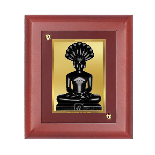 DIVINITI 24K Gold Plated Foil Parshvanatha Photo Frame Idol for Home & Office Wall Decor, Table Top, Gift|MDF Size 1 (16.7x14.2 CM)