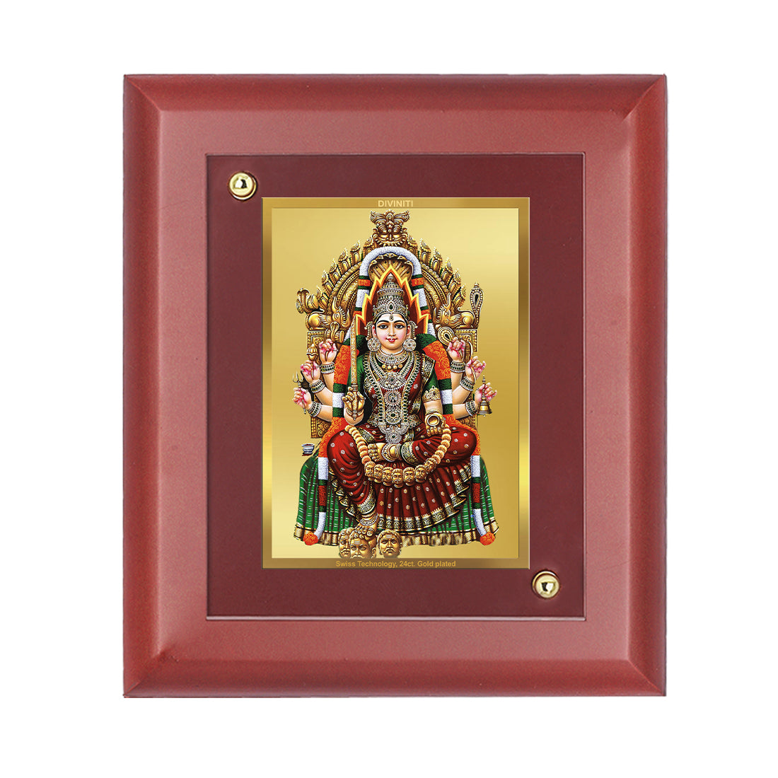 DIVINITI 24K Gold Plated Foil Karumariamman Stylish Photo Frame Idol for Home Decor, Wall Decor, Table Top, Gift|MDF Size 1 (16.7x14.2 CM)