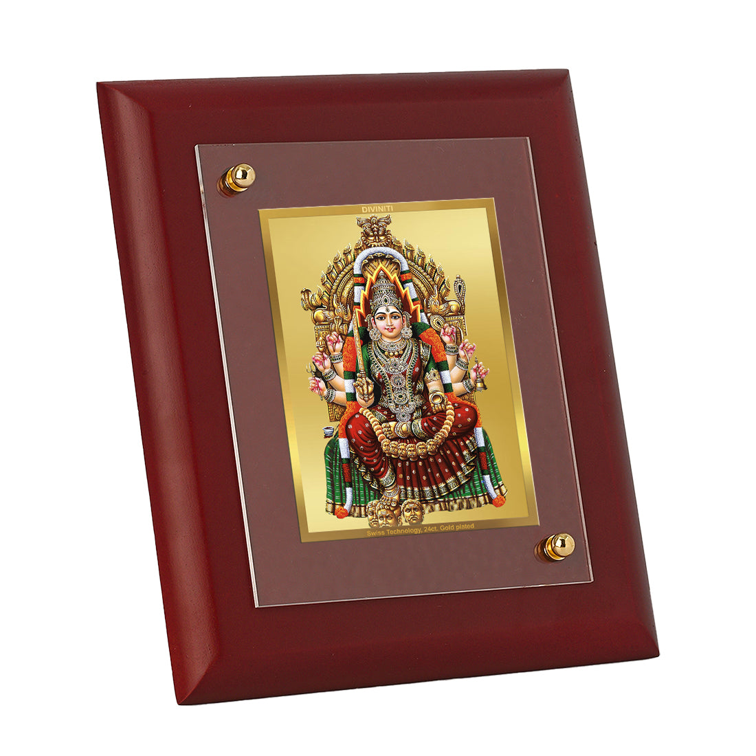 DIVINITI 24K Gold Plated Foil Karumariamman Stylish Photo Frame Idol for Home Decor, Wall Decor, Table Top, Gift|MDF Size 1 (16.7x14.2 CM)