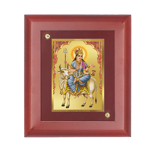 DIVINITI 24K Gold Plated Foil Mahagauri Mata Photo Frame Idol for Home Wall Decor, Table, Puja Room, Gift|MDF Size 1 (16.7x14.2 CM)