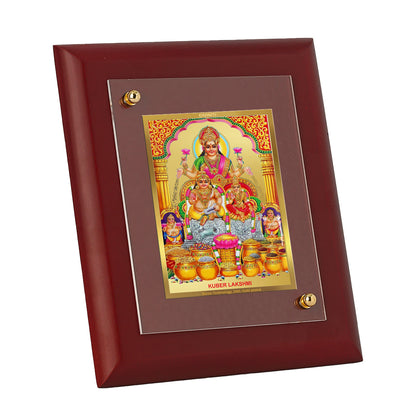 DIVINITI 24K Gold Plated Foil Kuber Lakshmi Photo Frame Idol for Home Decor, Wall Hanging, Table Top, Worship , Gift|MDF Size 1 (16.7x14.2 CM)