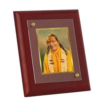 DIVINITI 24K Gold Plated Foil Kripalu Maharaj Ji Classic Photo Frame Idol for Home Wall Decor, Table Top, Workshop, Gift|MDF Size 1 (16.7x14.2 CM)